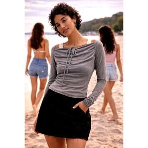 Free People Menagerie Long Sleeve Heather Gray Multiple Sizes